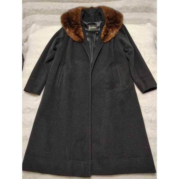 Vintage Neusteters 90% Cashmere Mink Collar Coat Luxury Loomed In Italy Sz S - Picture 1 of 10